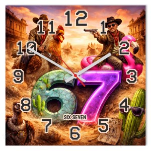 Zegar ścienny 67 western kowboj 30x30 cm PVC – młodzieżowy meme