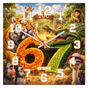 Zegar ścienny 67 zoo zwierzęta 30x30 cm PVC – młodzieżowy jungle