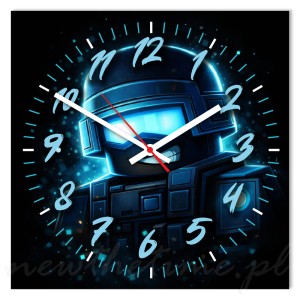 Zegar ścienny żołnierz gaming niebieski 30x30 cm PVC – młodzieżowy