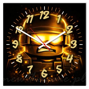 Zegar ścienny żołnierz gaming złoty 30x30 cm PVC – młodzieżowy
