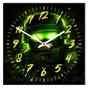 Zegar ścienny żołnierz gaming zielony 30x30 cm PVC – młodzieżowy