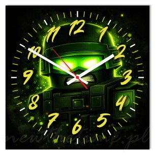 Zegar ścienny żołnierz gaming zielony 30x30 cm PVC – młodzieżowy