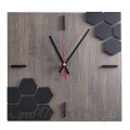 Zegar z Bambusa grafitowy gruby nowoczesny cichy mechanizm 30 cm