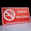 Tablica na PCV wydruk zakaz palenia na czerwonym tle